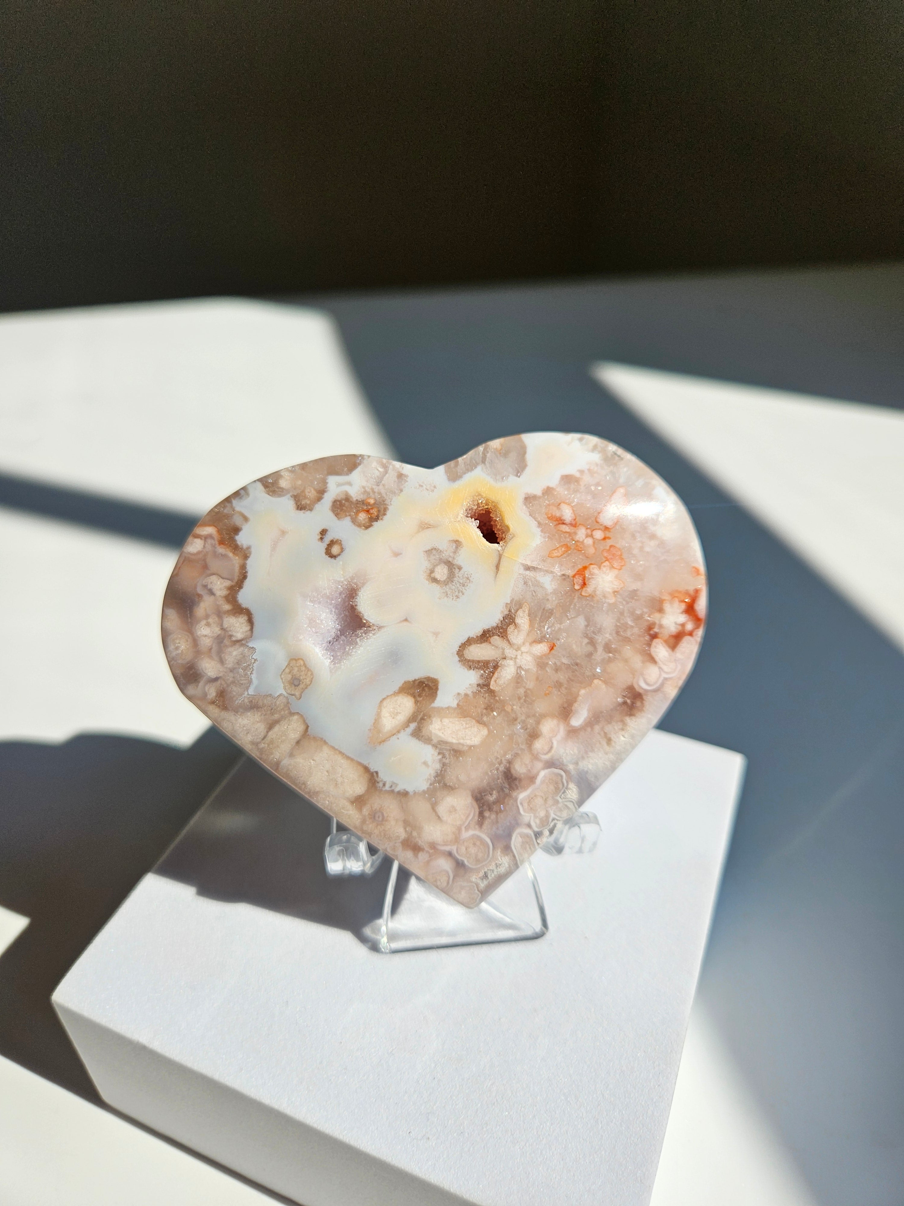 Flower Agate Heart 002