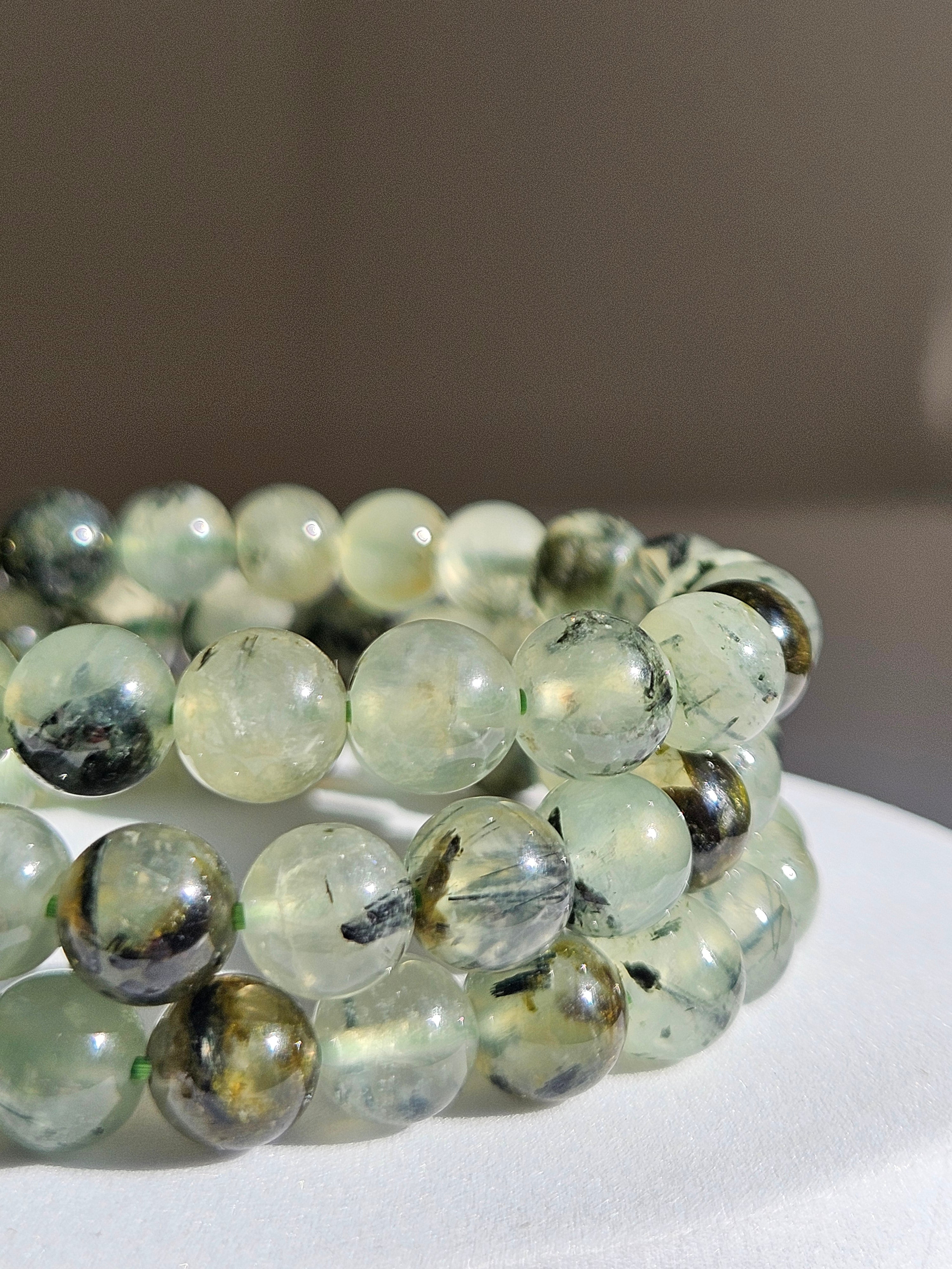 Prehnite with Epidote bracelet | 8mm