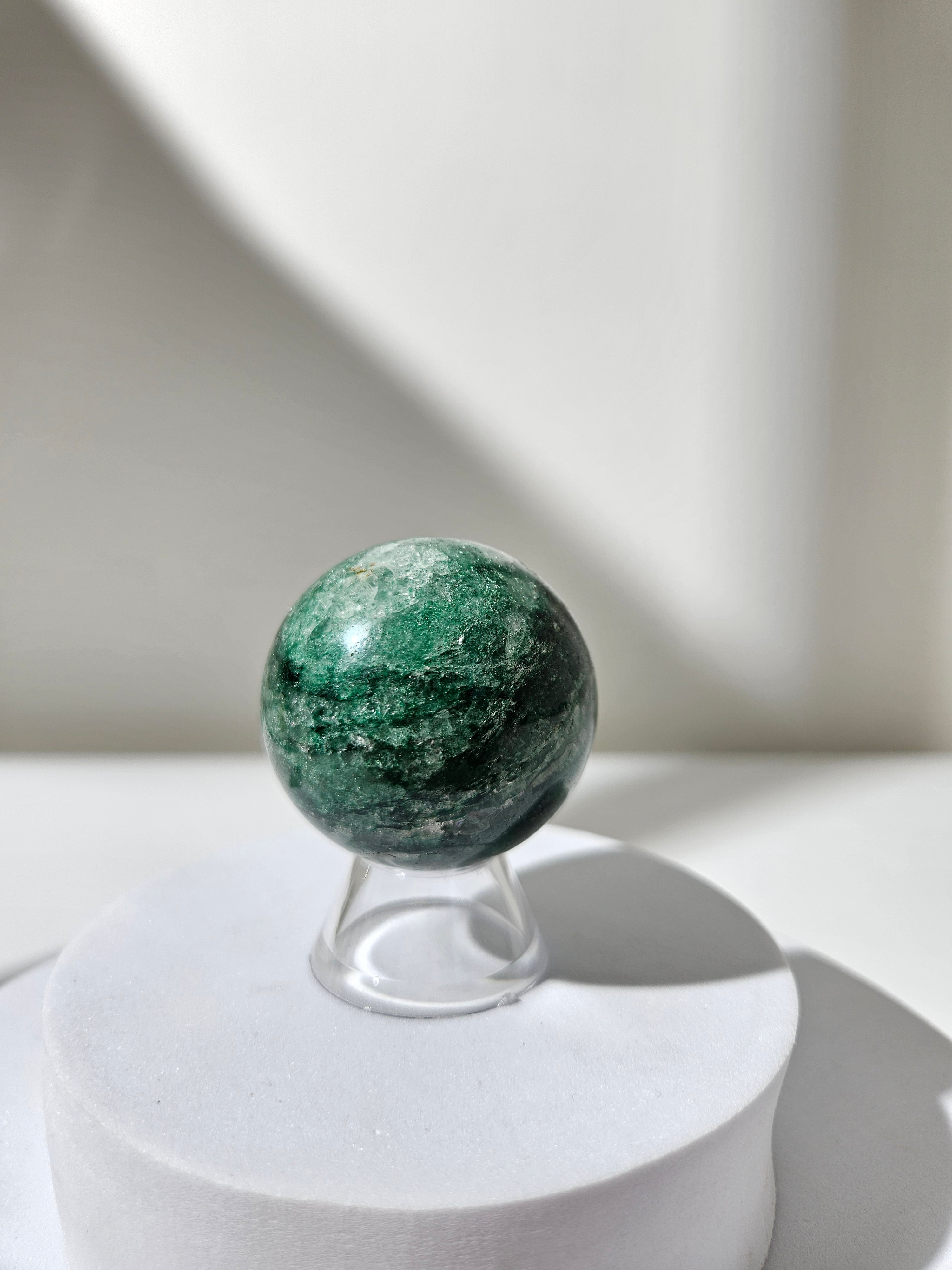 Fuchsite in Quartz Sphere 008