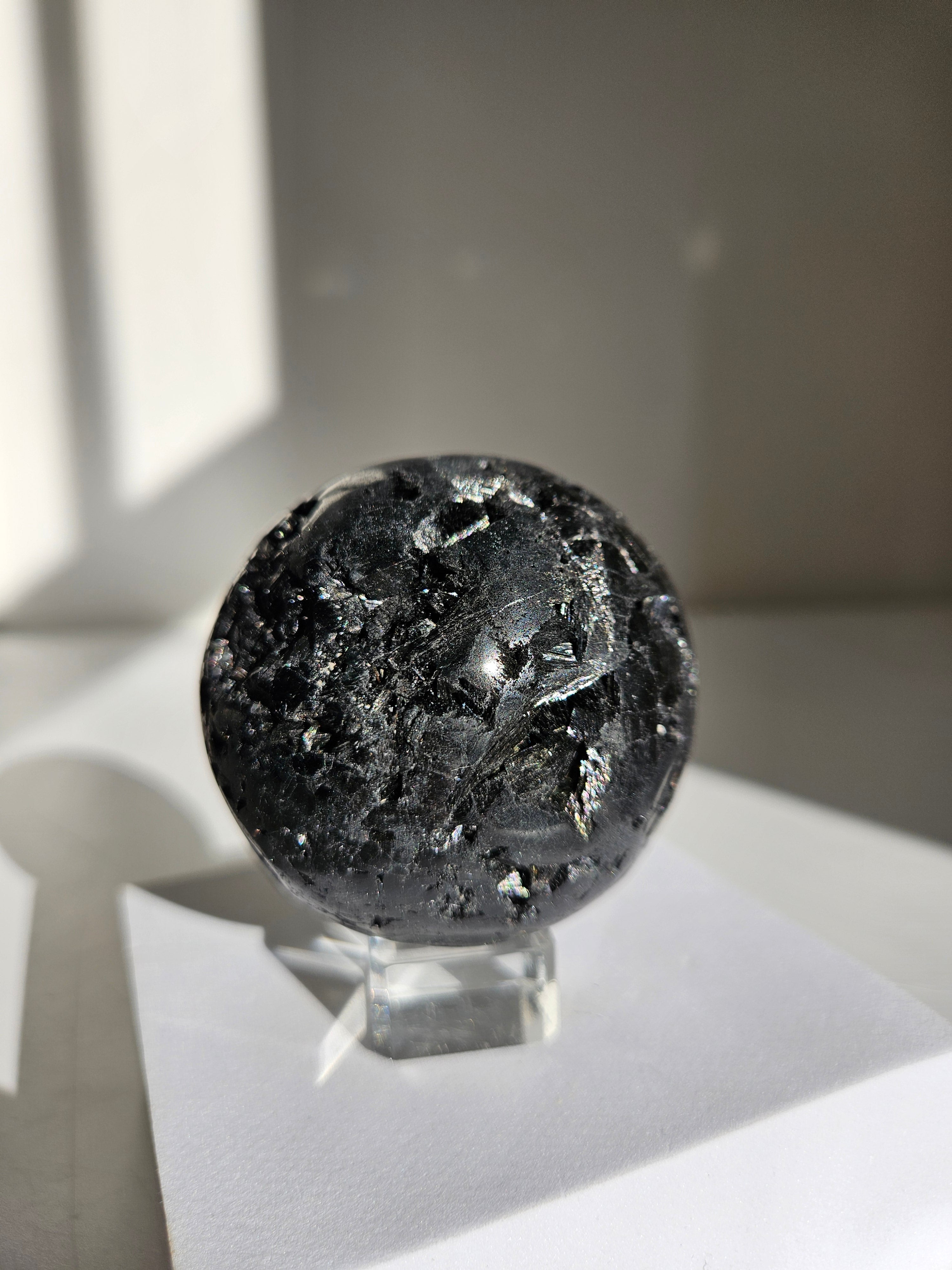 Fiberous Black Tourmaline Sphere 001