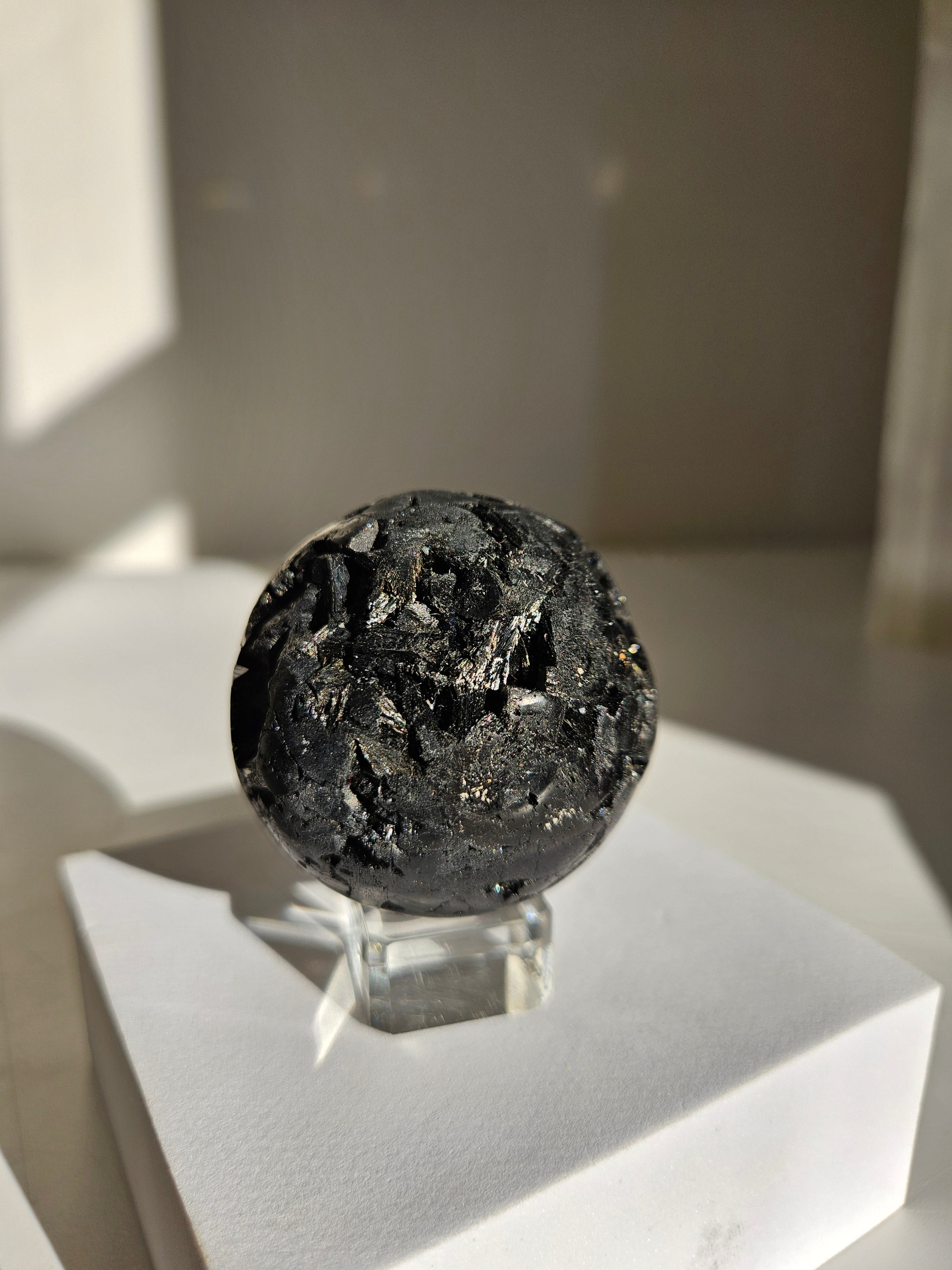 Fiberous Black Tourmaline Sphere 002