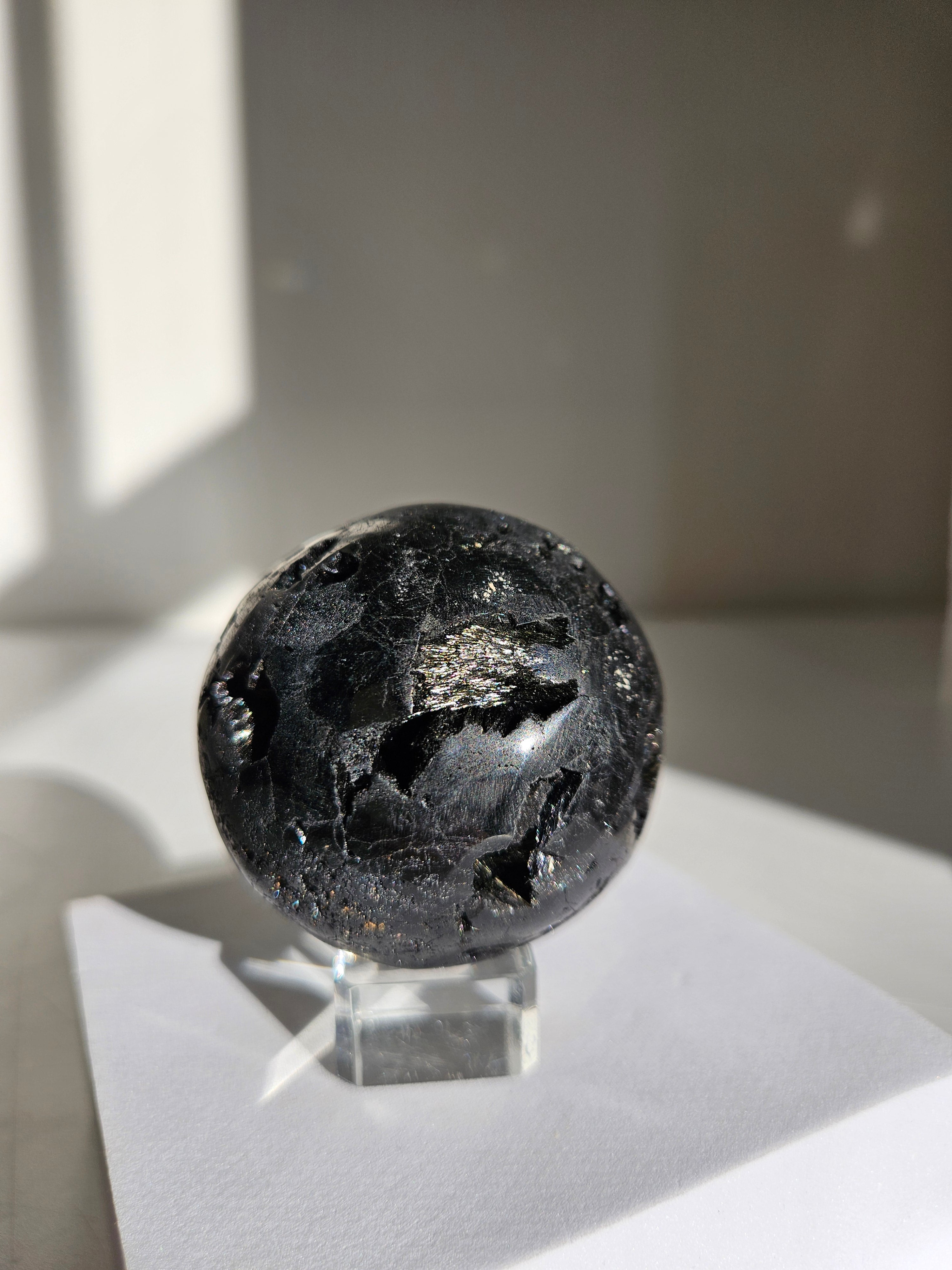 Fiberous Black Tourmaline Sphere 003