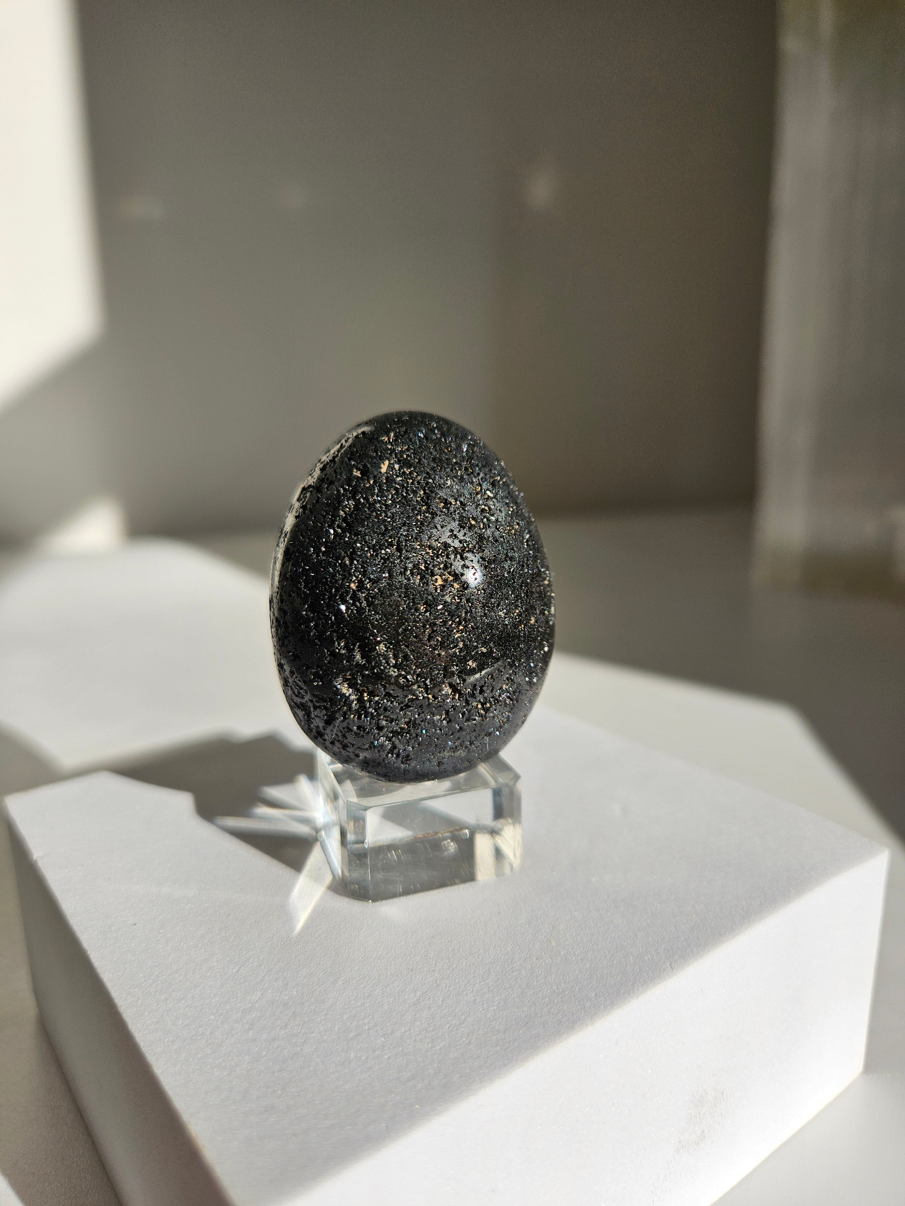 Fiberous Black Tourmaline Egg 004