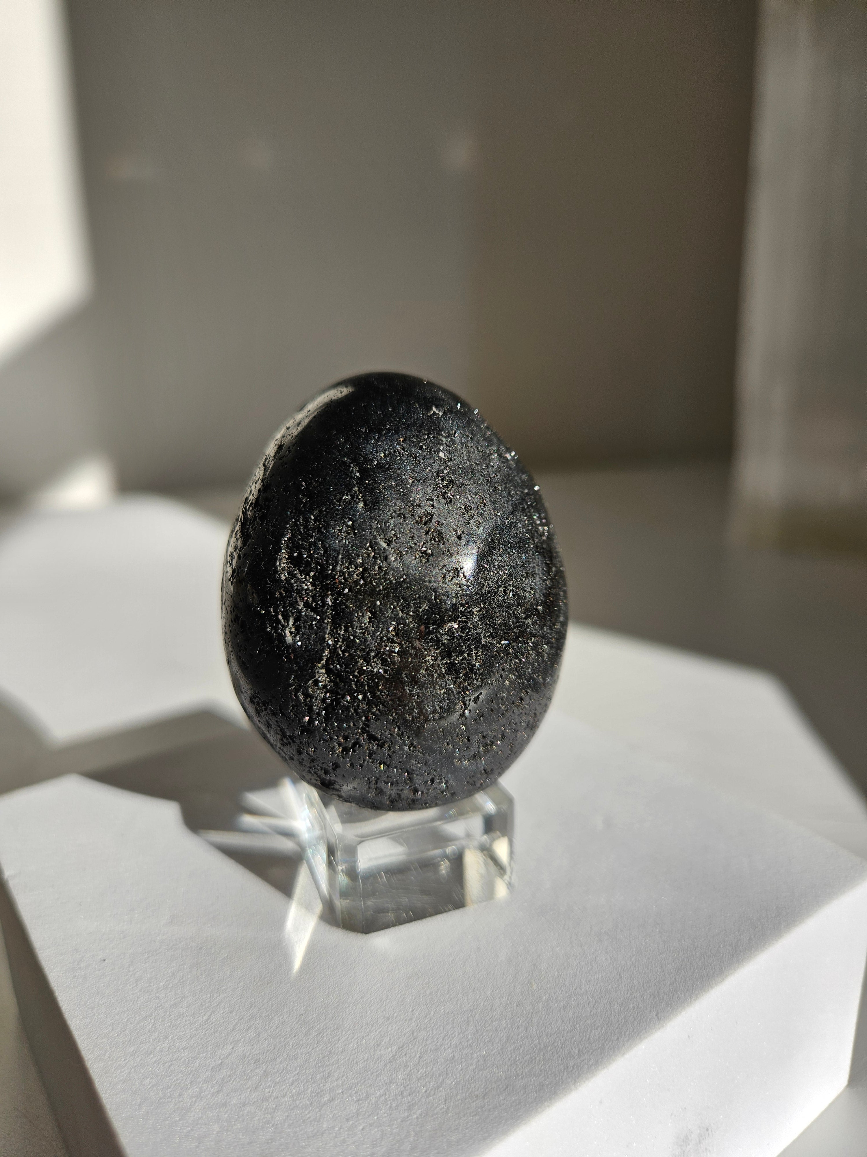 Fiberous Black Tourmaline Egg 005