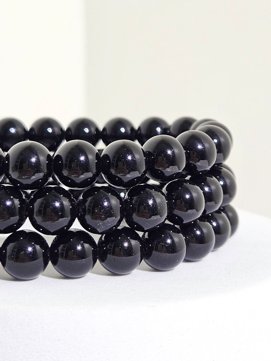 Black Tourmaline Bead Bracelet | 10mm