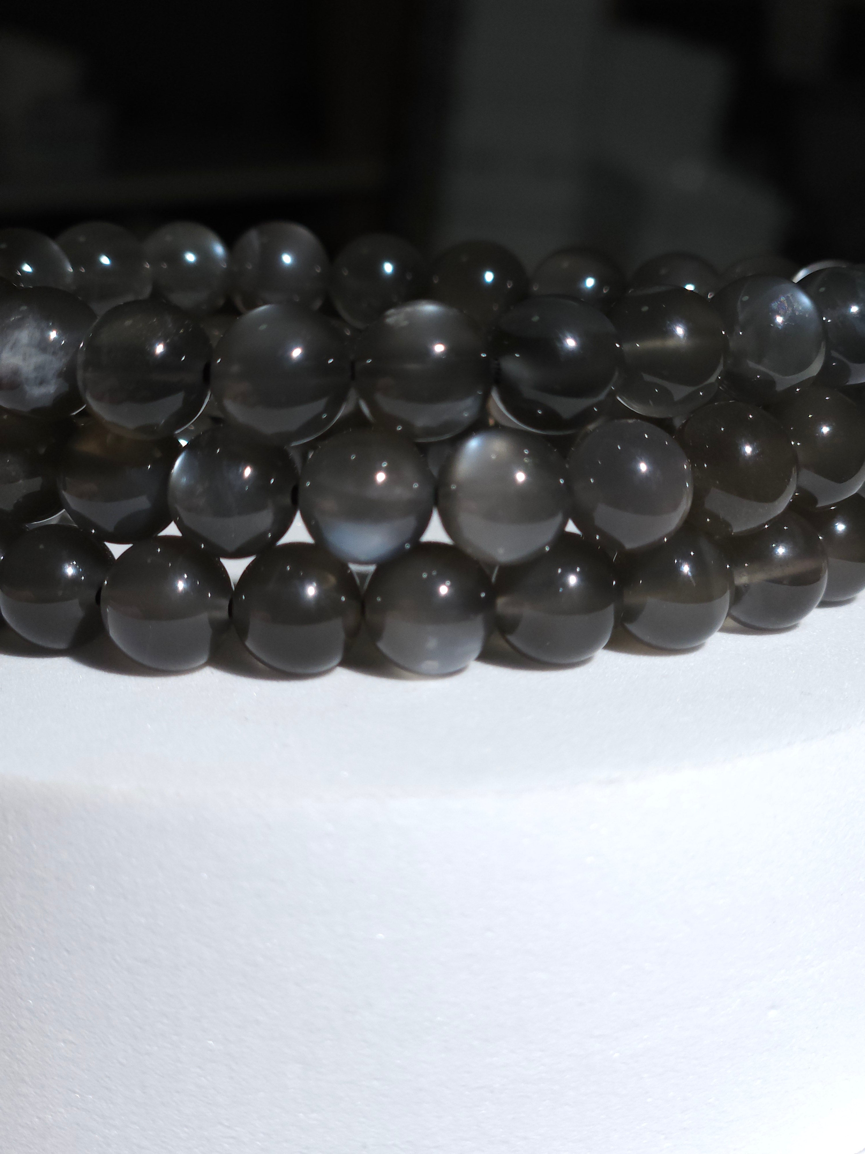 Black Moonstone Bead Bracelet | 8mm