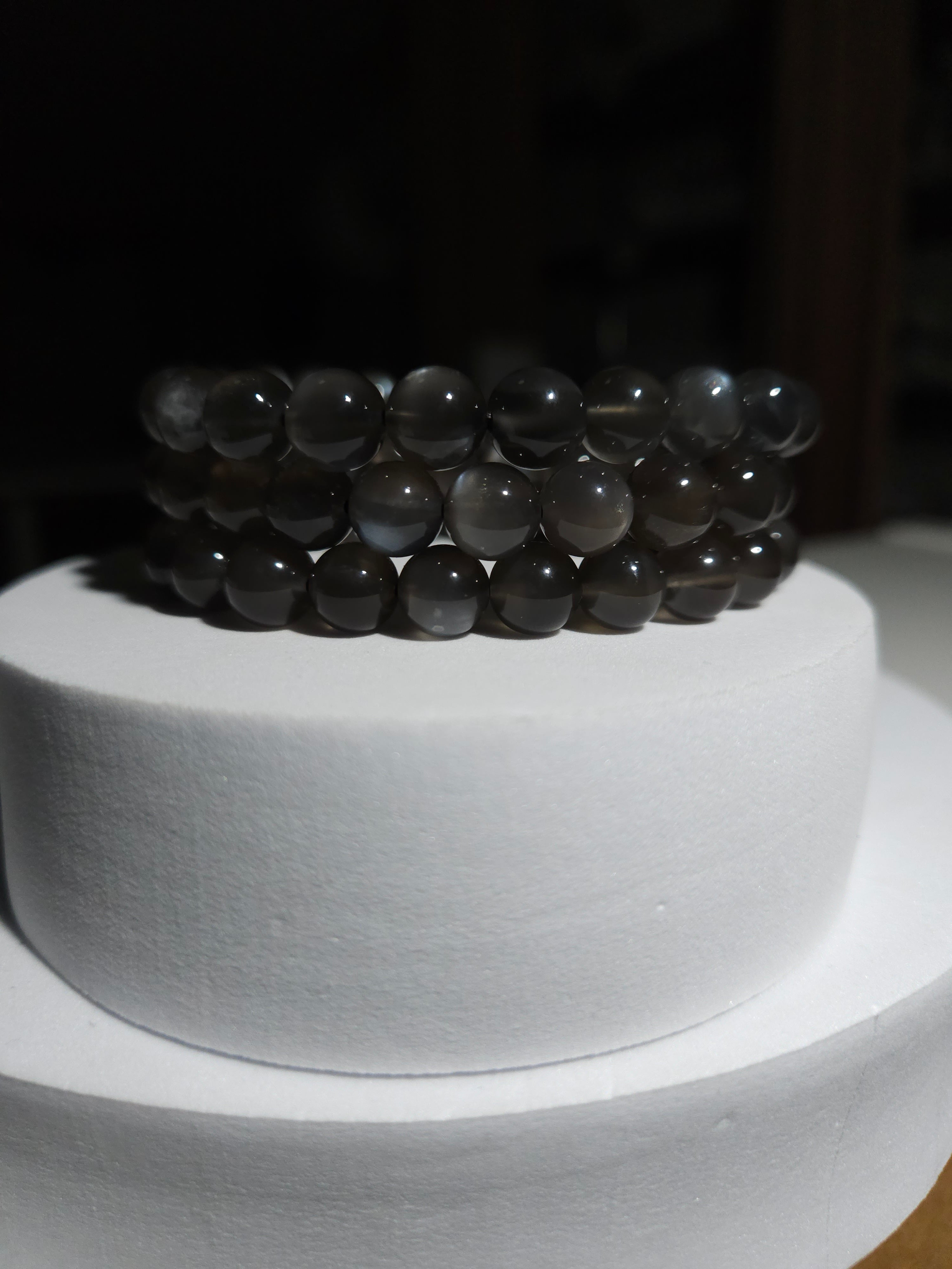 Black Moonstone Bead Bracelet | 8mm