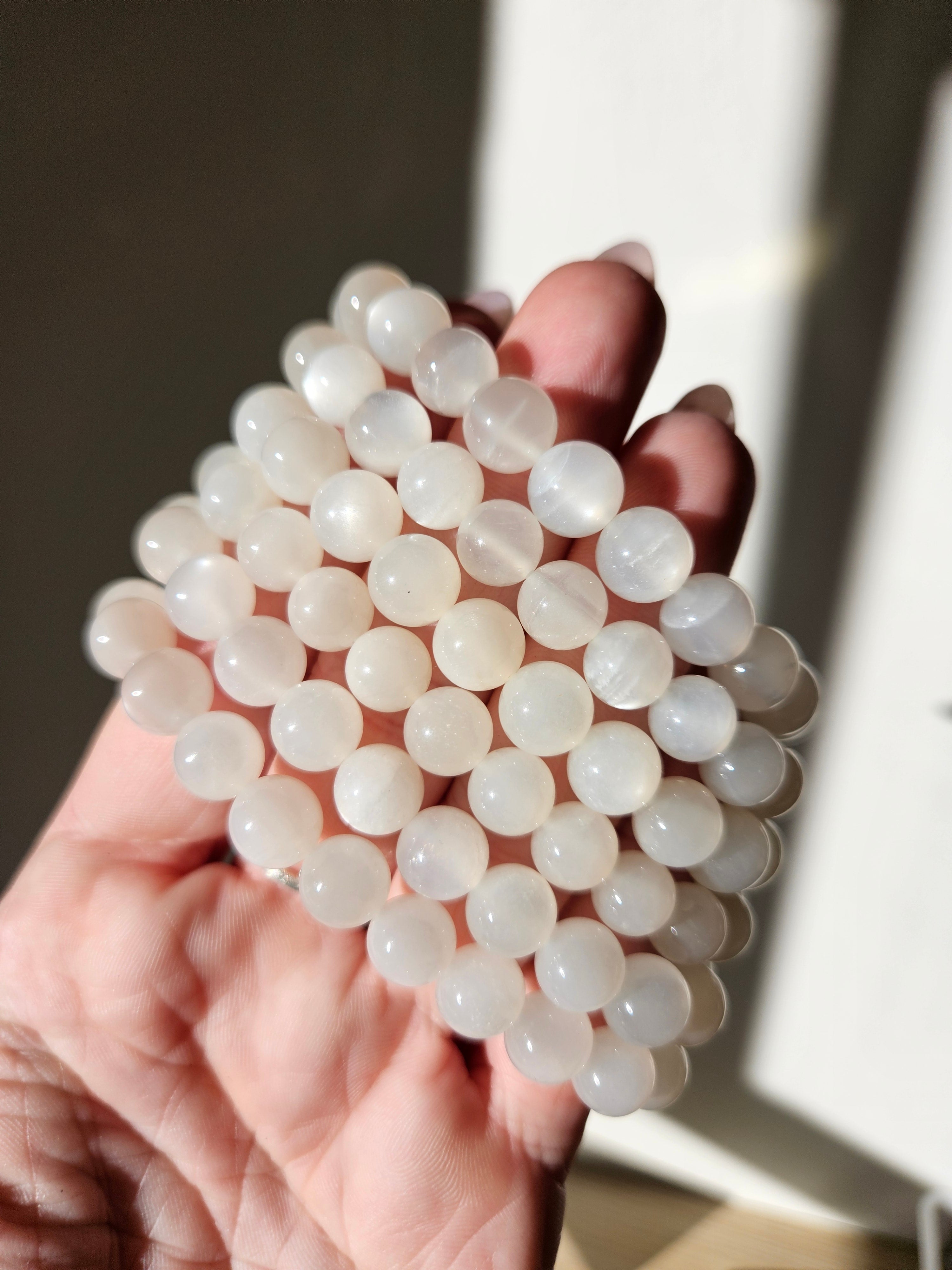 Beige Moonstone Bracelet | 9mm