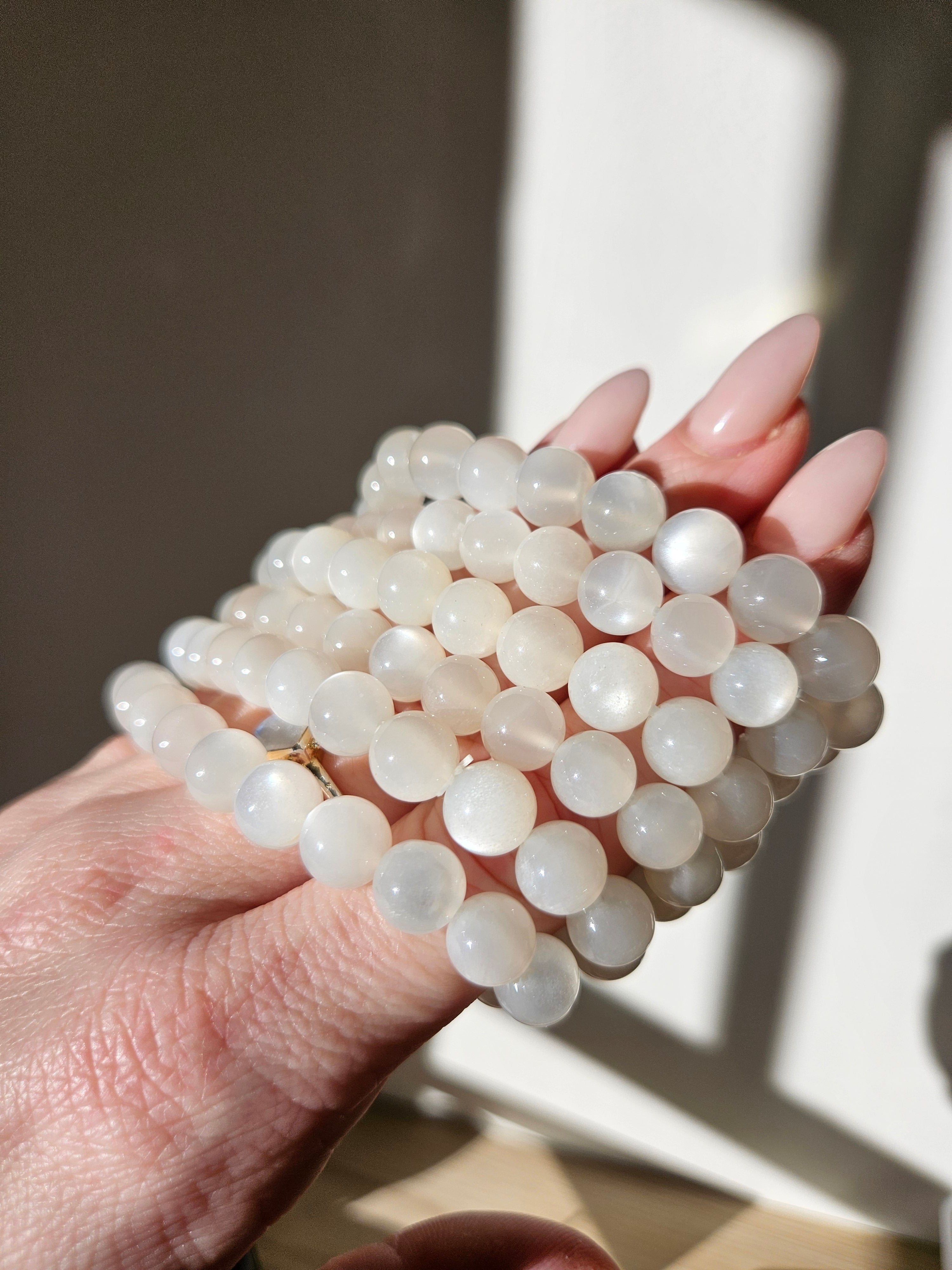 Beige Moonstone Bracelet | 9mm