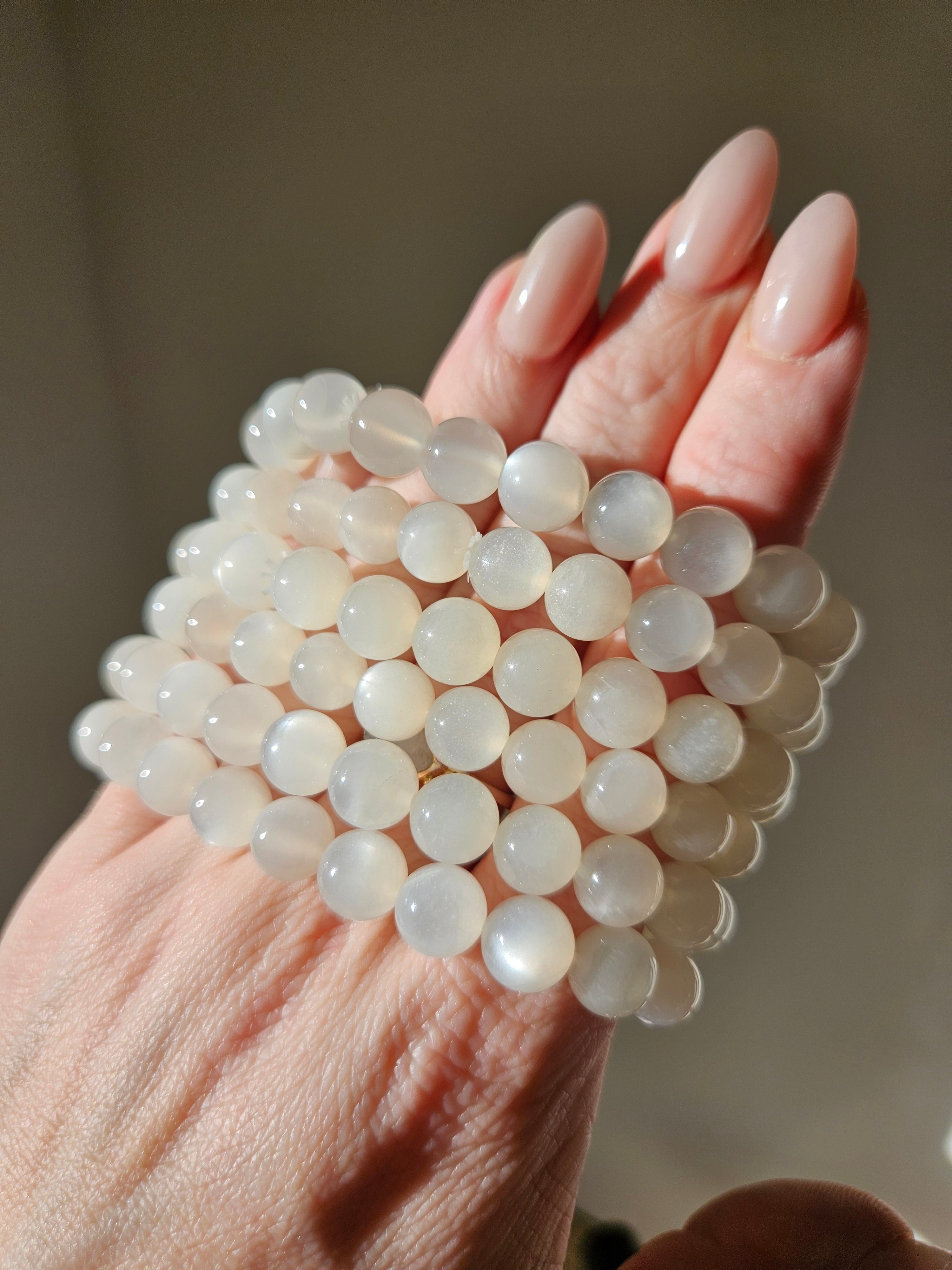 Beige Moonstone Bracelet | 9mm