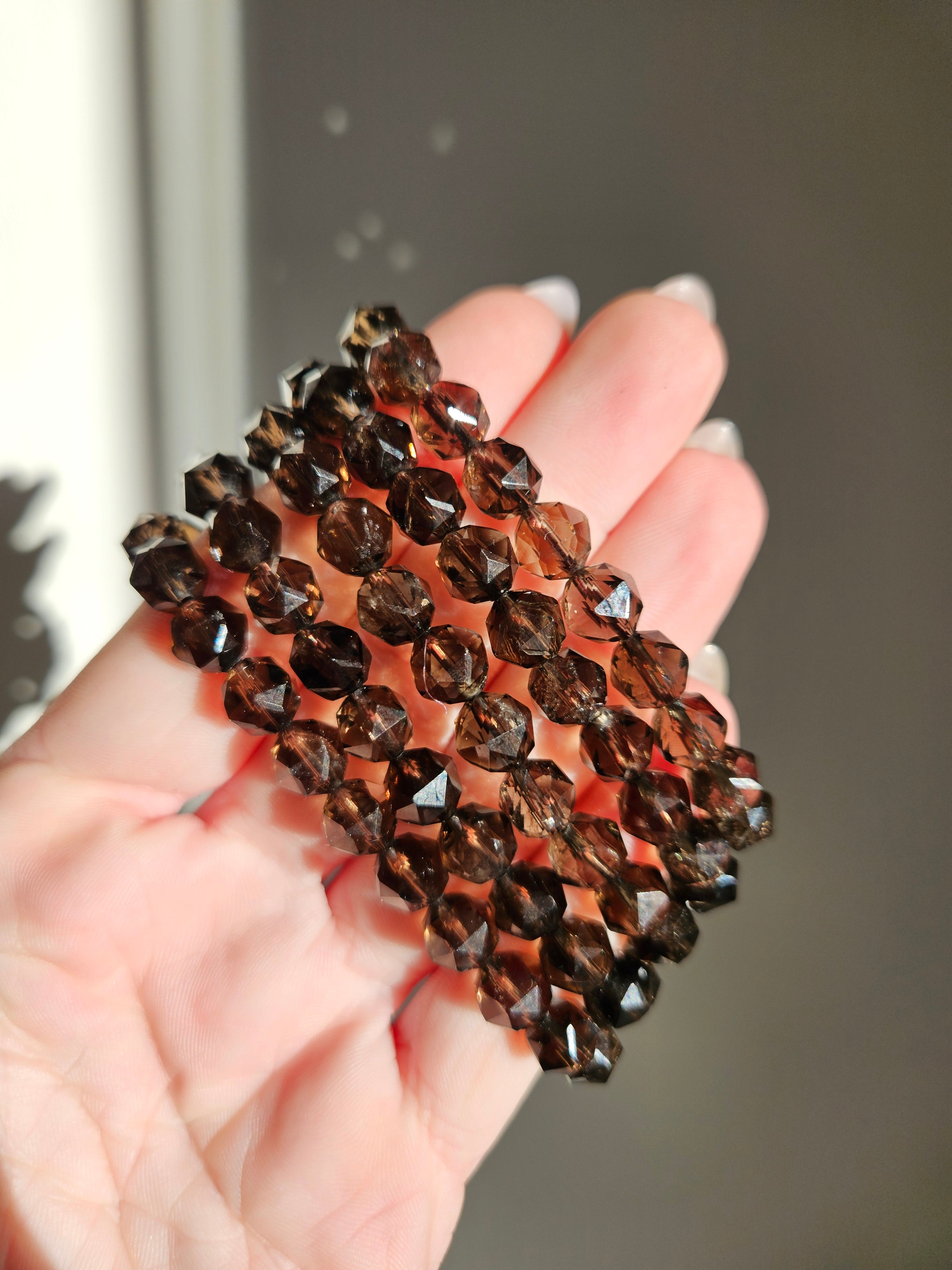 Smoky Quartz Faceted bracelet | 8mm