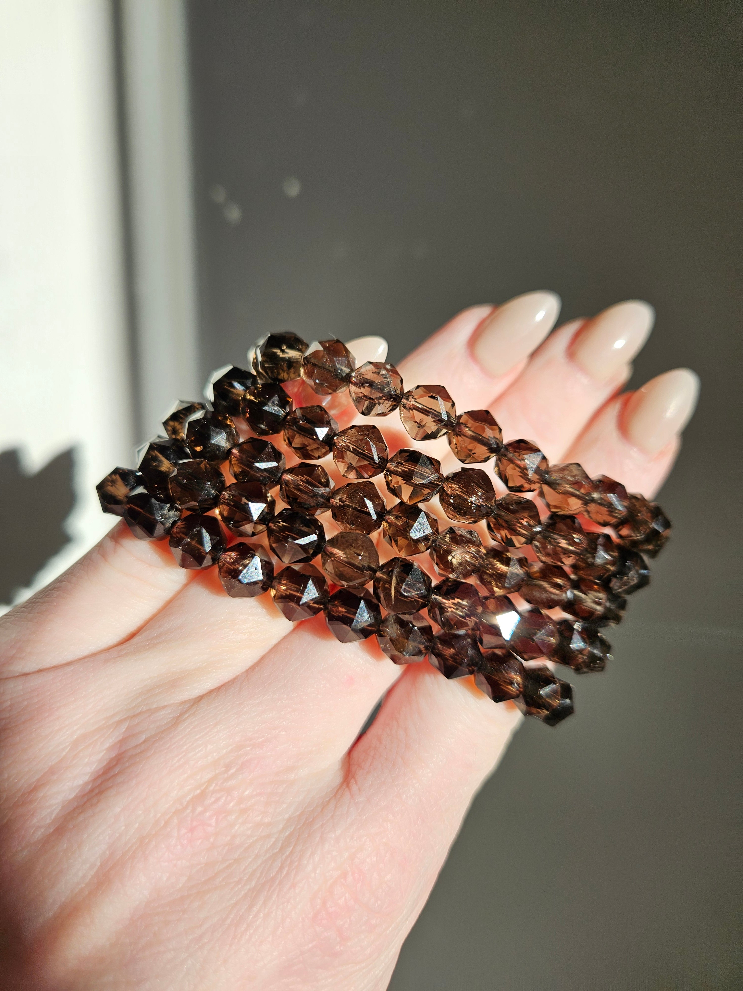 Smoky Quartz Faceted bracelet | 8mm