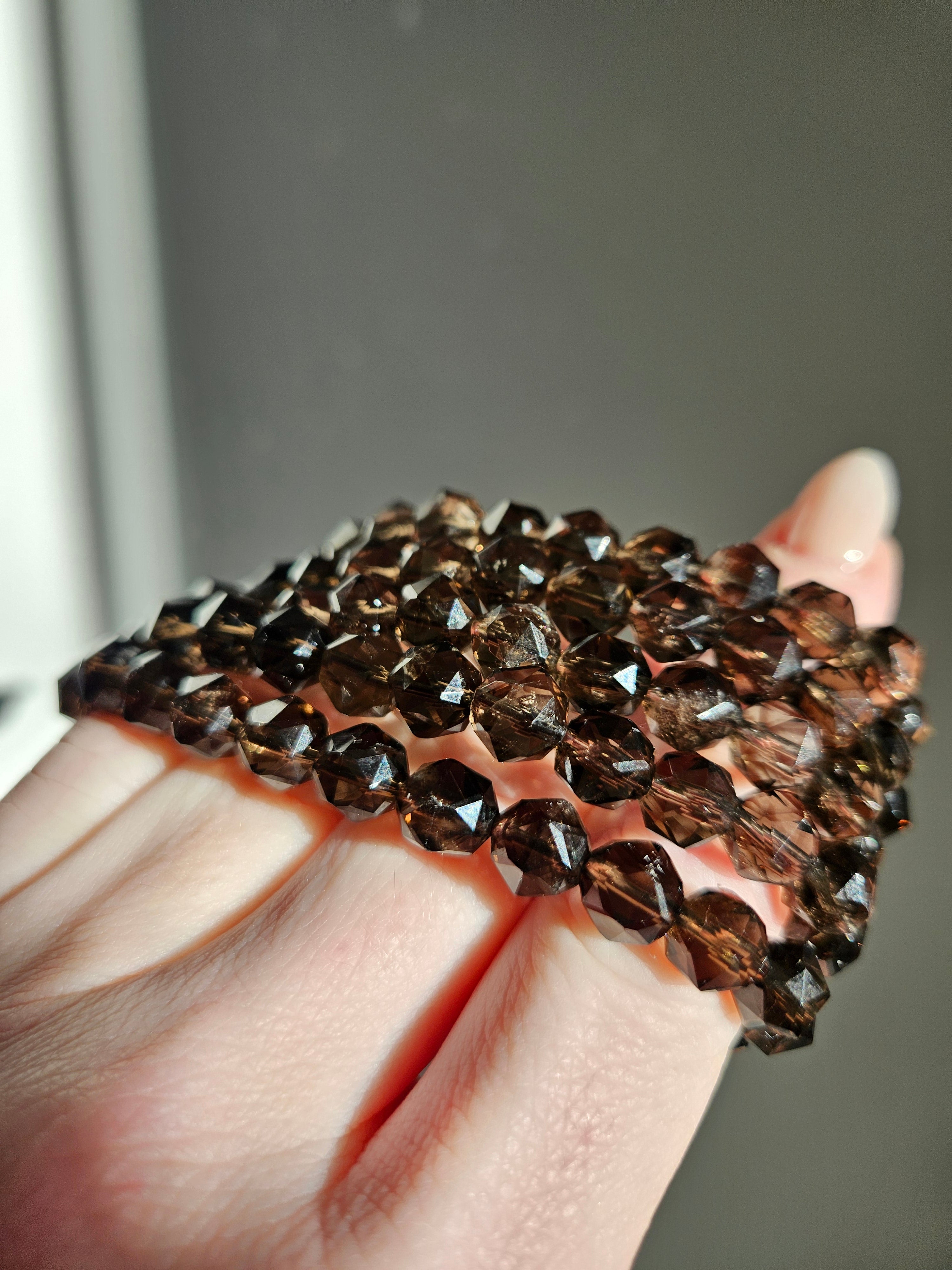 Smoky Quartz Faceted bracelet | 8mm