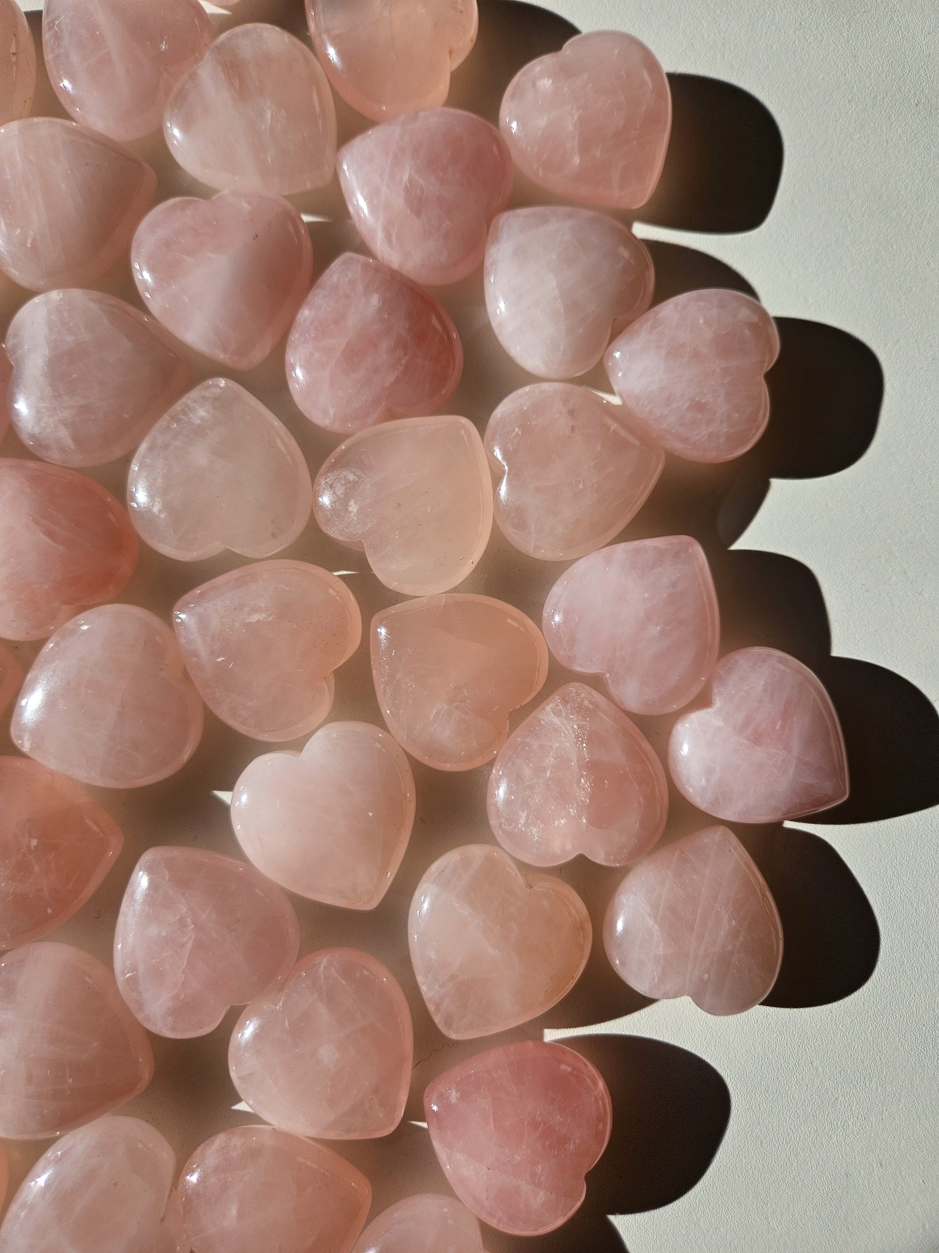 Rose Quartz Mini Hearts | Valentines Set of 5