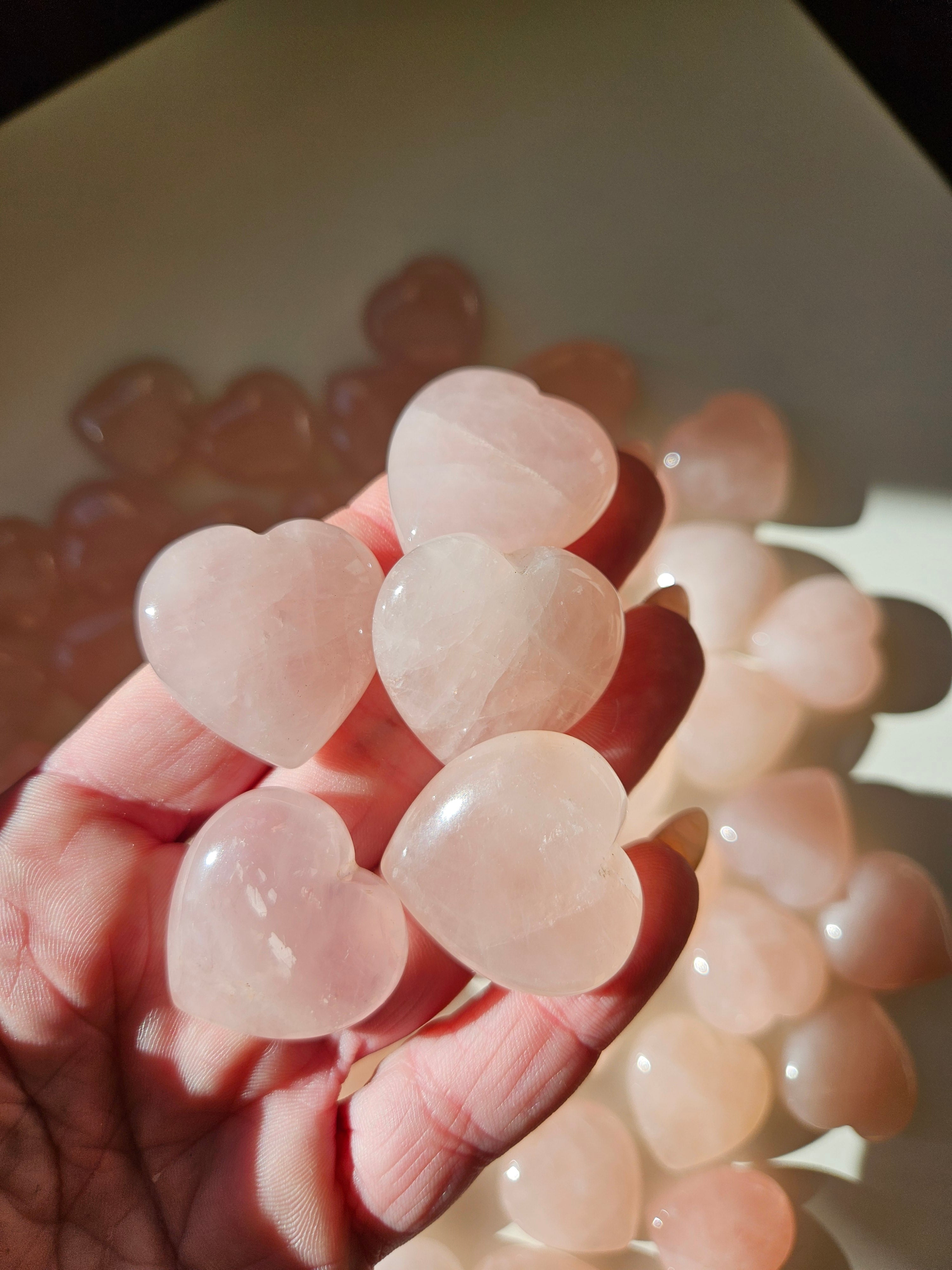 Rose Quartz Mini Hearts | Valentines Set of 5