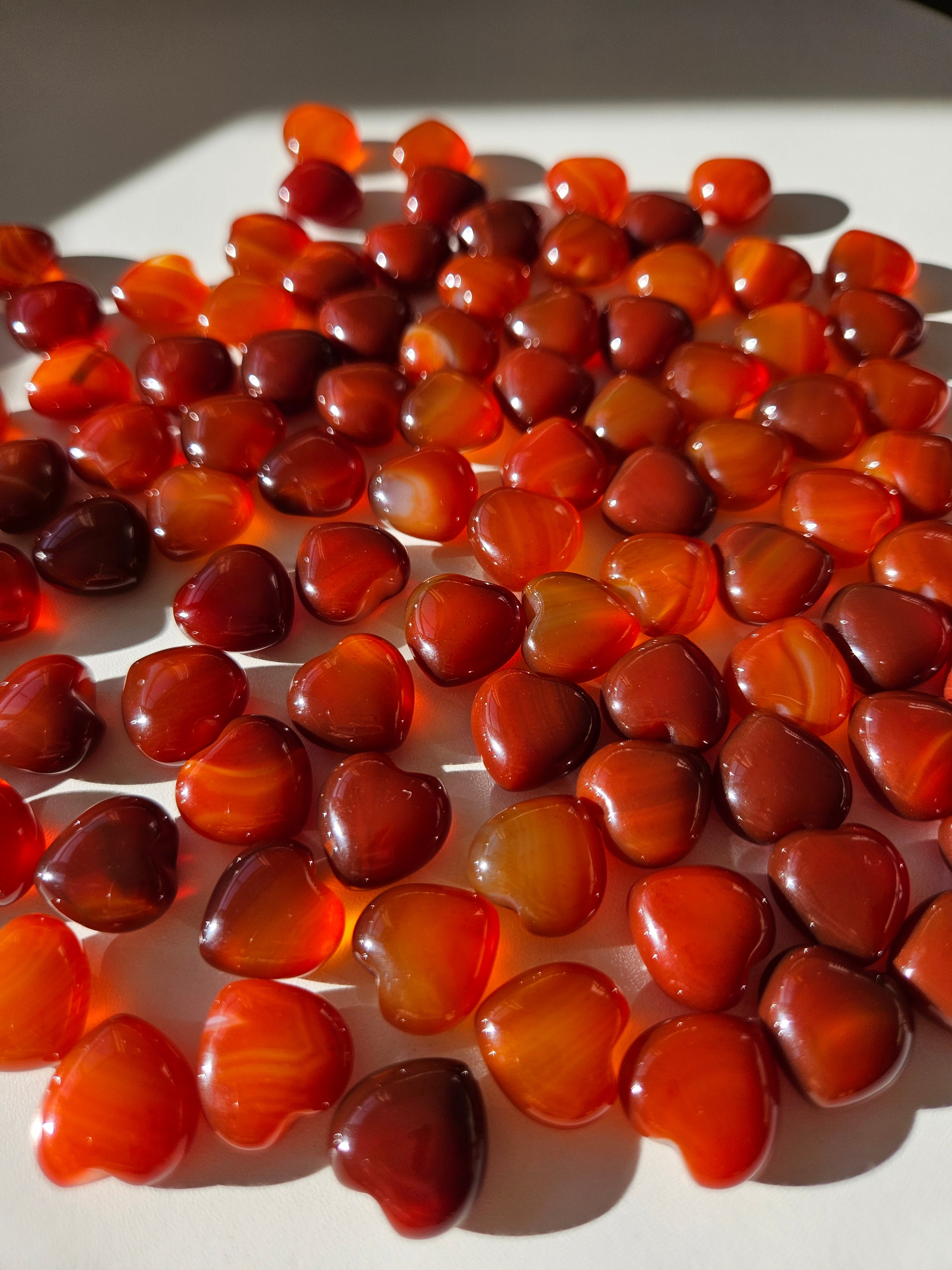 Carnelian Mini Hearts | Valentines Set of 10