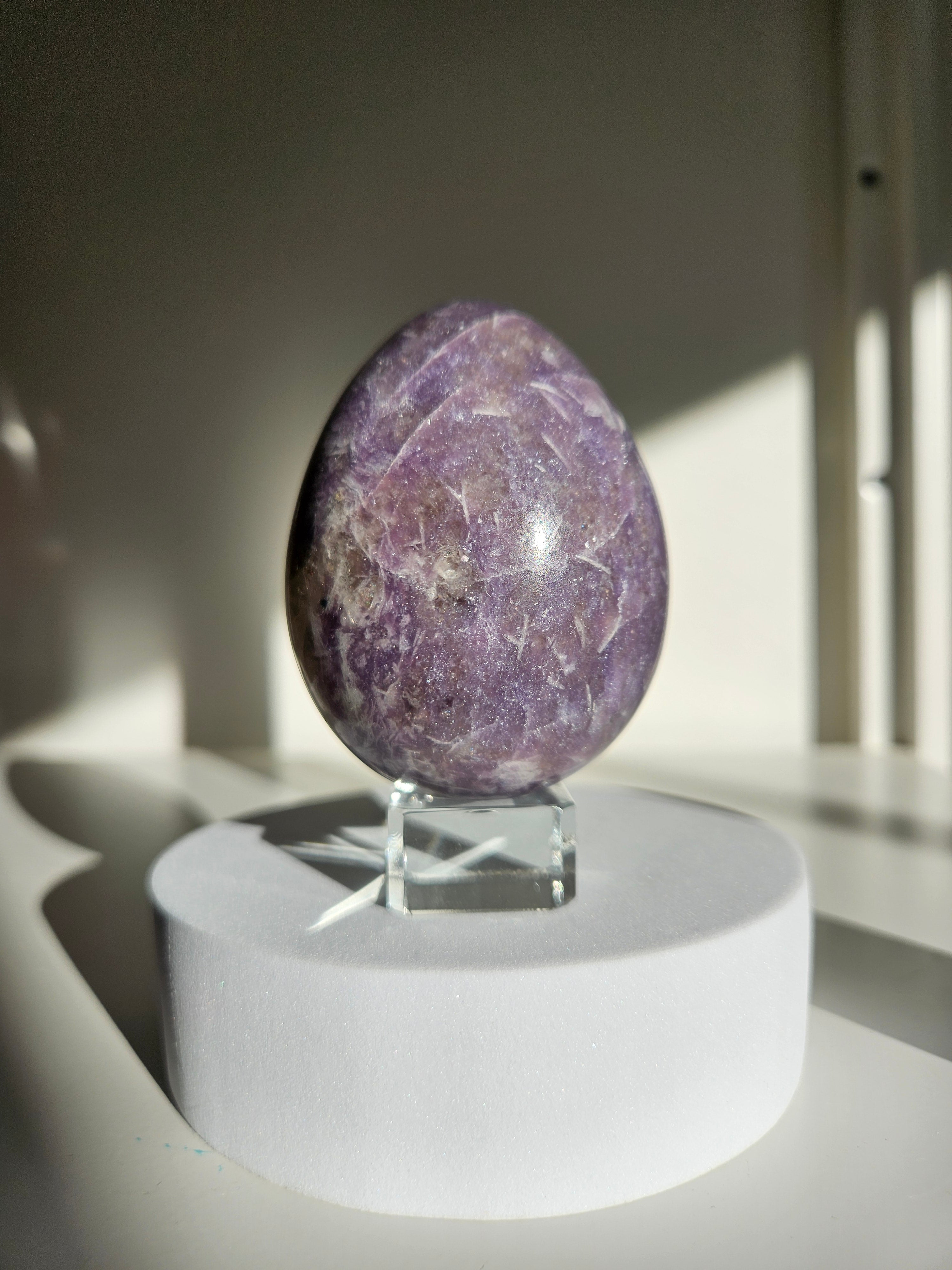 Lepidolite x Smoky Quartz Egg 001