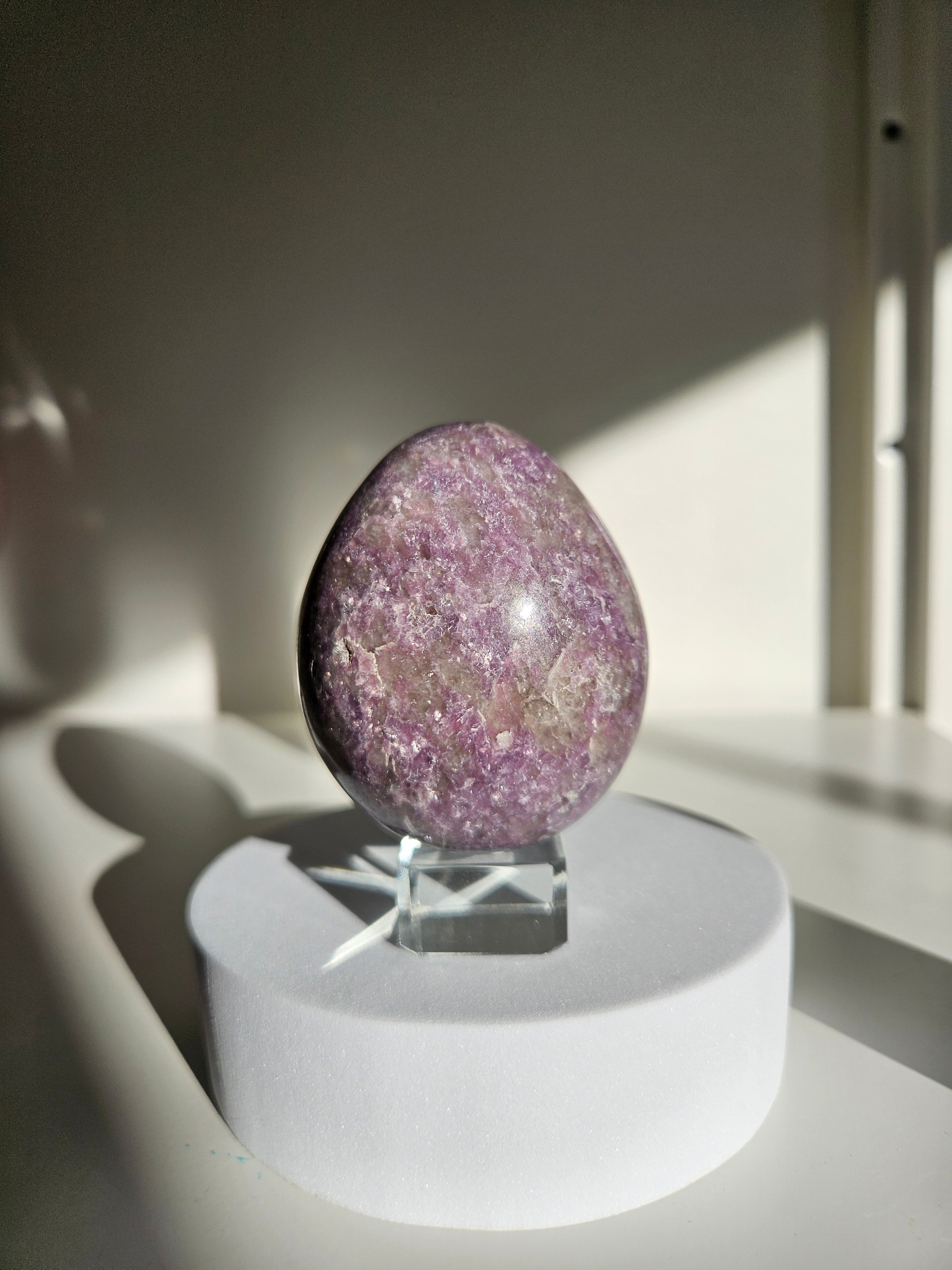 Lepidolite x Smoky Quartz Egg 002