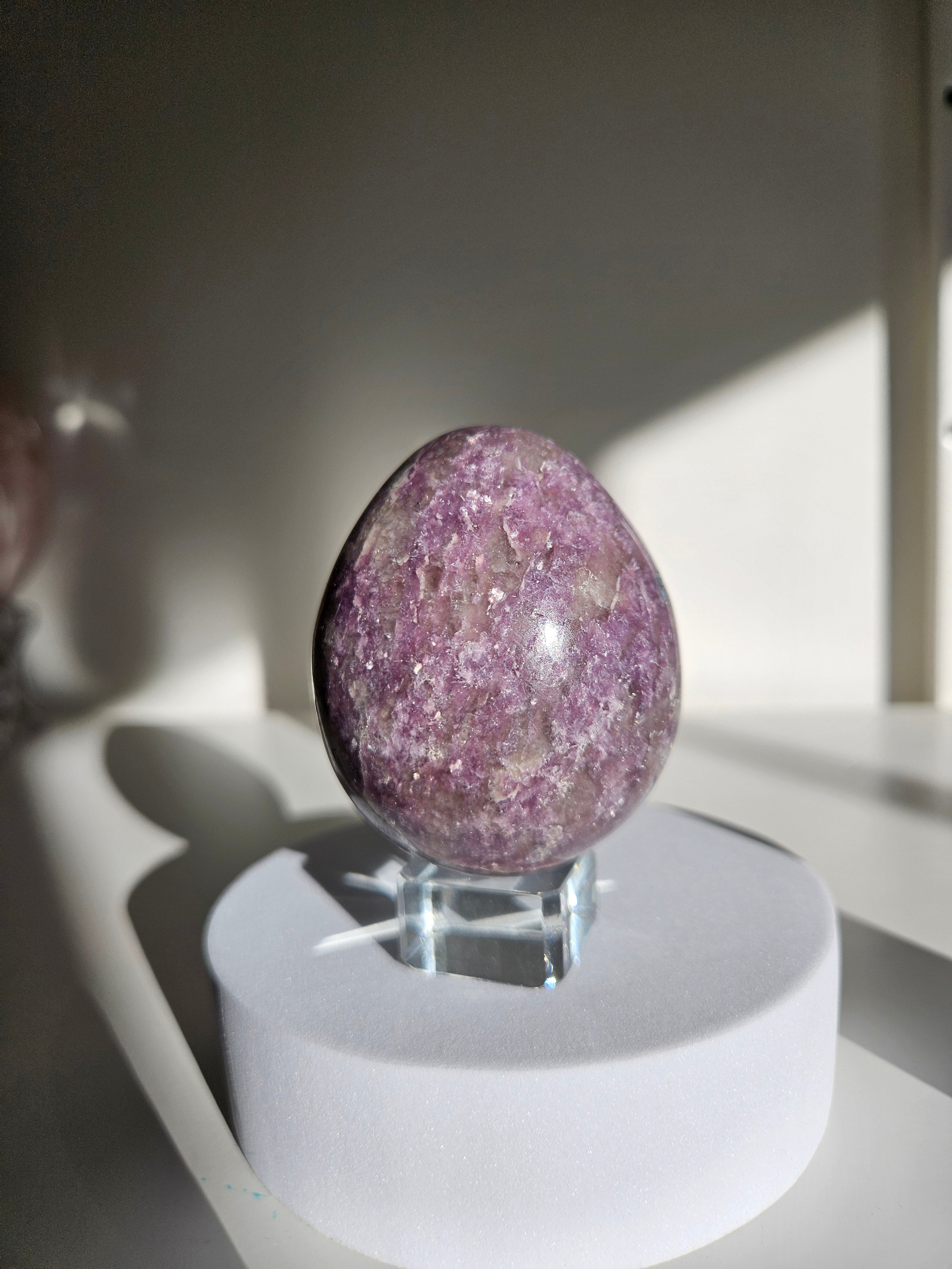 Lepidolite x Smoky Quartz Egg 002