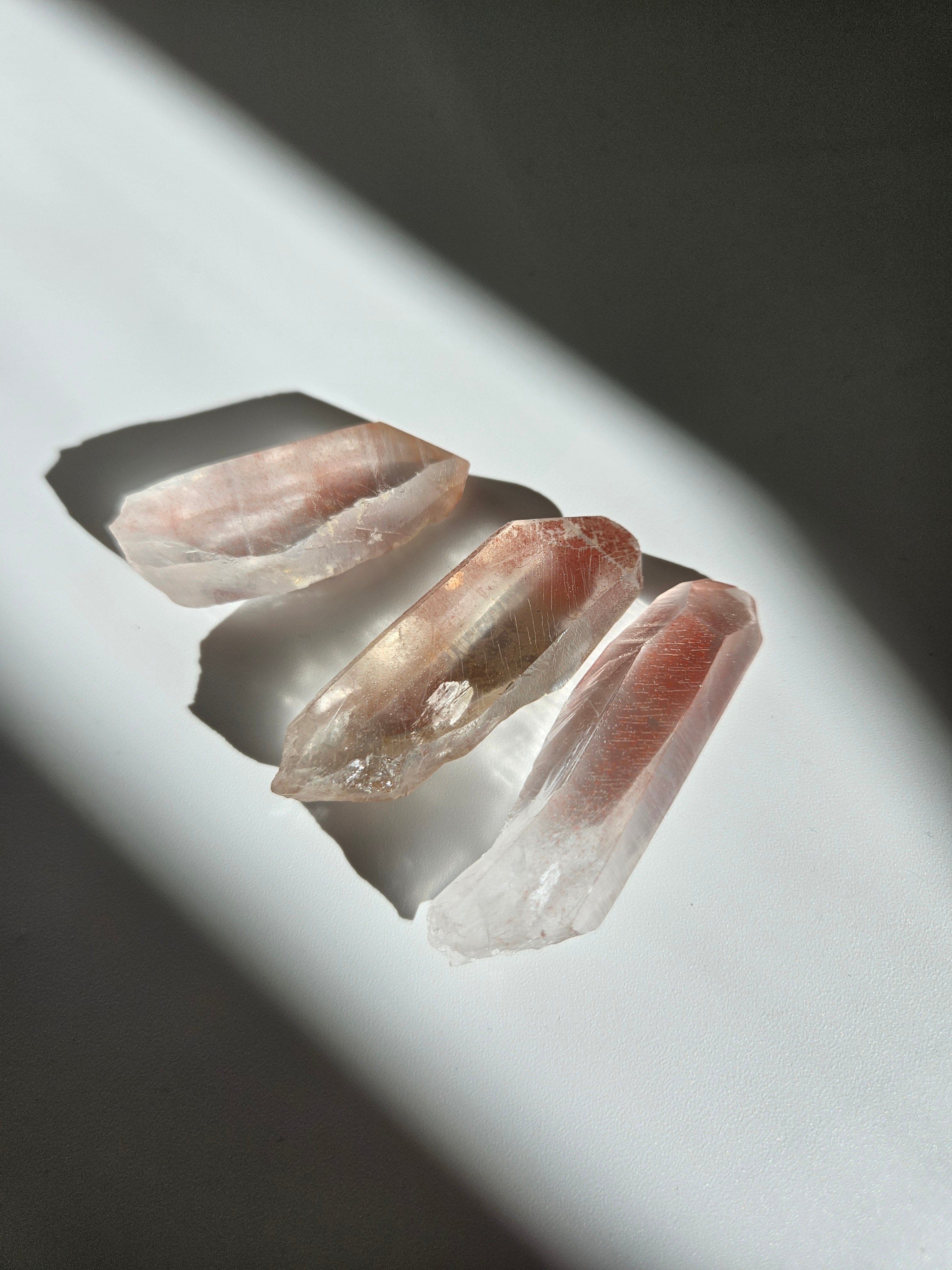 Pink Lemurian Quartz Points | set of 3